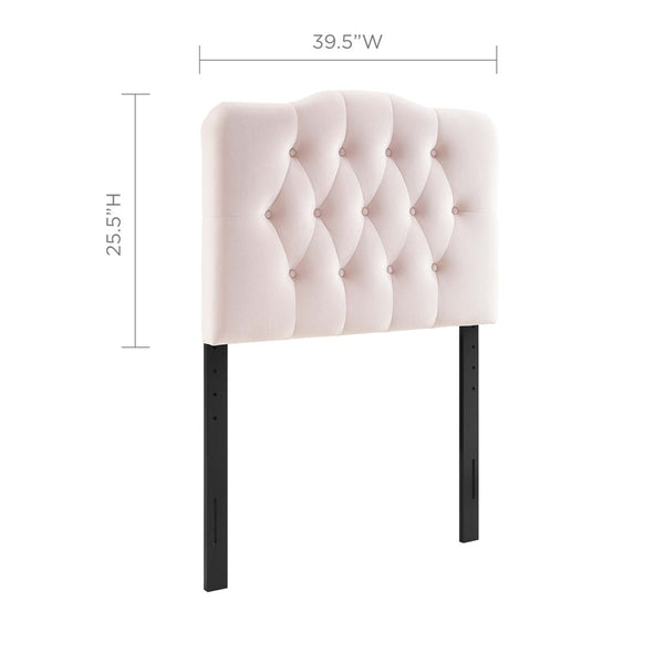 Modway Furniture Annabel Diamond Tufted Performance Velvet Twin Headboard - Elegant Comfort for Kids' Rooms & Dorms Pink MOD-6126-PNK