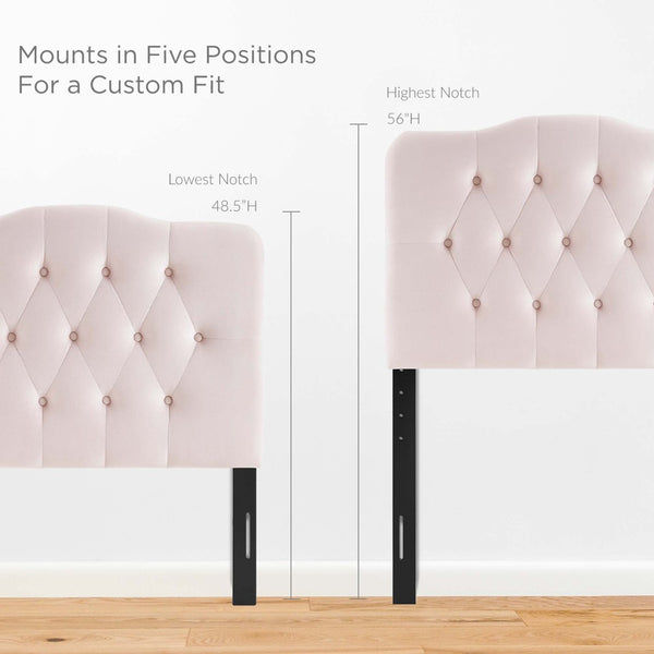 Modway Furniture Annabel Diamond Tufted Performance Velvet Twin Headboard - Elegant Comfort for Kids' Rooms & Dorms Pink MOD-6126-PNK