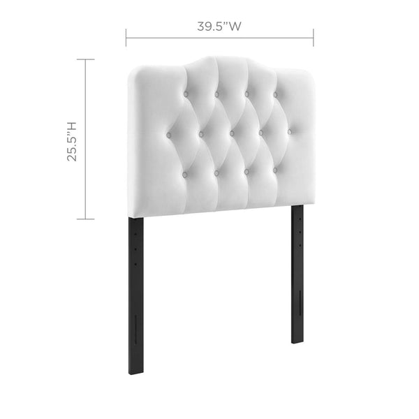 Modway Furniture Annabel Diamond Tufted Performance Velvet Twin Headboard - Elegant Comfort for Kids' Rooms & Dorms White MOD-6126-WHI