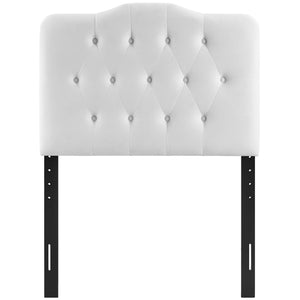 Modway Furniture Annabel Diamond Tufted Performance Velvet Twin Headboard - Elegant Comfort for Kids' Rooms & Dorms White MOD-6126-WHI