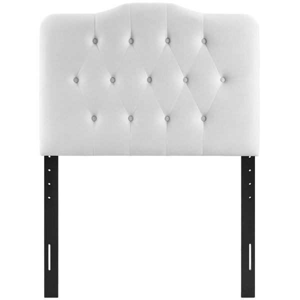 Modway Furniture Annabel Diamond Tufted Performance Velvet Twin Headboard - Elegant Comfort for Kids' Rooms & Dorms White MOD-6126-WHI