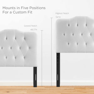 Modway Furniture Annabel Diamond Tufted Performance Velvet Twin Headboard - Elegant Comfort for Kids' Rooms & Dorms White MOD-6126-WHI