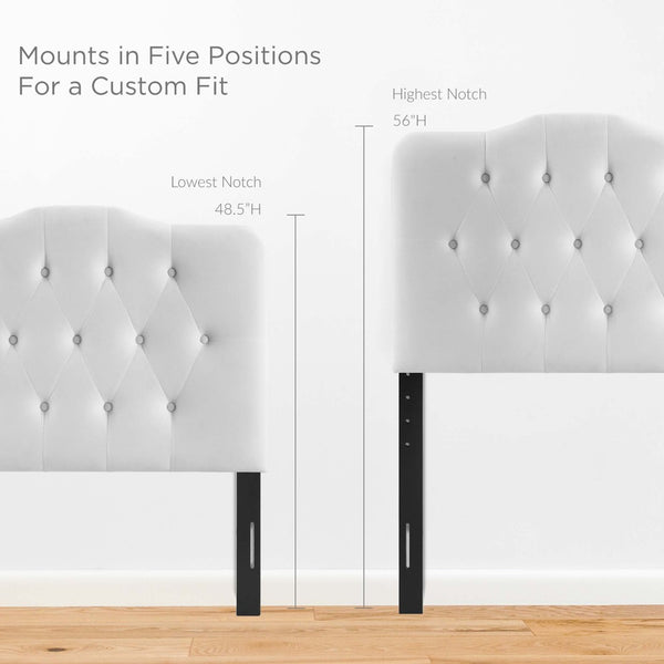 Modway Furniture Annabel Diamond Tufted Performance Velvet Twin Headboard - Elegant Comfort for Kids' Rooms & Dorms White MOD-6126-WHI