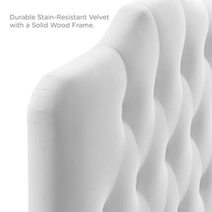 Modway Furniture Annabel Diamond Tufted Performance Velvet Twin Headboard - Elegant Comfort for Kids' Rooms & Dorms White MOD-6126-WHI