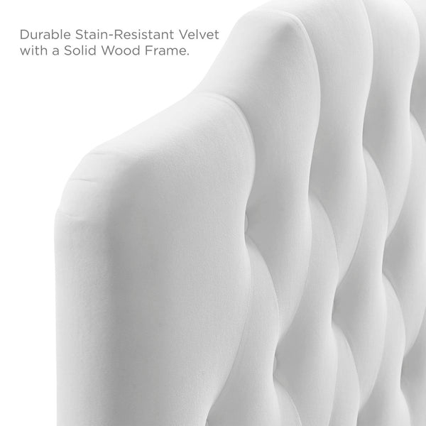 Modway Furniture Annabel Diamond Tufted Performance Velvet Twin Headboard - Elegant Comfort for Kids' Rooms & Dorms White MOD-6126-WHI