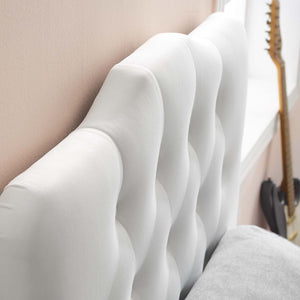Modway Furniture Annabel Diamond Tufted Performance Velvet Twin Headboard - Elegant Comfort for Kids' Rooms & Dorms White MOD-6126-WHI