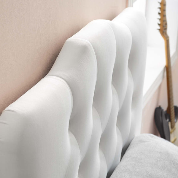 Modway Furniture Annabel Diamond Tufted Performance Velvet Twin Headboard - Elegant Comfort for Kids' Rooms & Dorms White MOD-6126-WHI