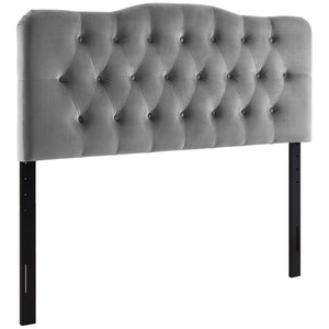 Modway Furniture Annabel Diamond Tufted Performance Velvet King Headboard - Vintage Glamour Meets Modern Durability Gray MOD-6127-GRY