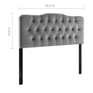 Modway Furniture Annabel Diamond Tufted Performance Velvet King Headboard - Vintage Glamour Meets Modern Durability Gray MOD-6127-GRY
