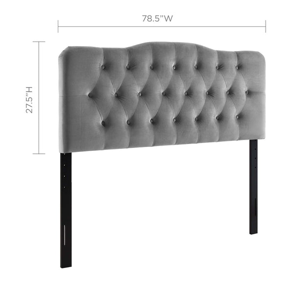 Modway Furniture Annabel Diamond Tufted Performance Velvet King Headboard - Vintage Glamour Meets Modern Durability Gray MOD-6127-GRY