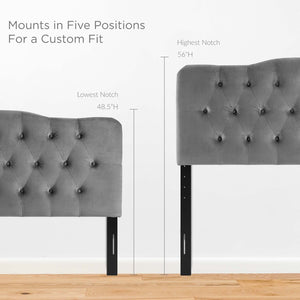 Modway Furniture Annabel Diamond Tufted Performance Velvet King Headboard - Vintage Glamour Meets Modern Durability Gray MOD-6127-GRY