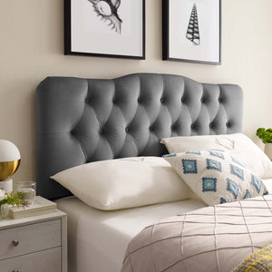 Modway Furniture Annabel Diamond Tufted Performance Velvet King Headboard - Vintage Glamour Meets Modern Durability Gray MOD-6127-GRY