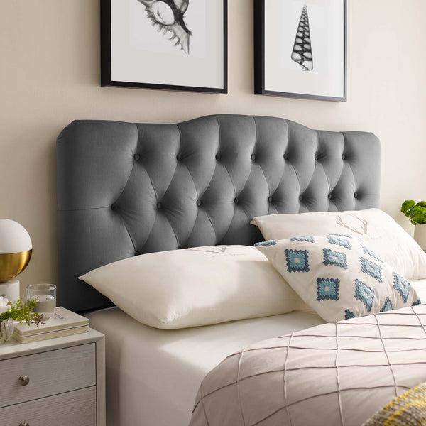 Modway Furniture Annabel Diamond Tufted Performance Velvet King Headboard - Vintage Glamour Meets Modern Durability Gray MOD-6127-GRY