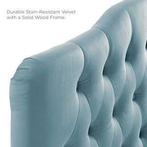 Modway Furniture Annabel Diamond Tufted Performance Velvet King Headboard - Vintage Glamour Meets Modern Durability Light Blue MOD-6127-LBU