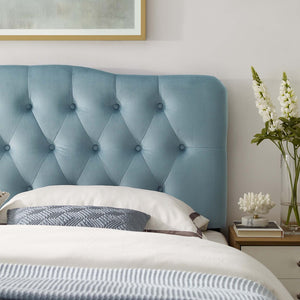 Modway Furniture Annabel Diamond Tufted Performance Velvet King Headboard - Vintage Glamour Meets Modern Durability Light Blue MOD-6127-LBU