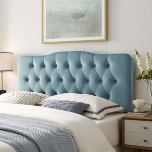 Modway Furniture Annabel Diamond Tufted Performance Velvet King Headboard - Vintage Glamour Meets Modern Durability Light Blue MOD-6127-LBU