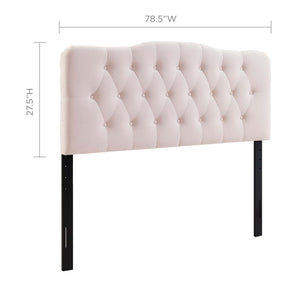 Modway Furniture Annabel Diamond Tufted Performance Velvet King Headboard - Vintage Glamour Meets Modern Durability Pink MOD-6127-PNK