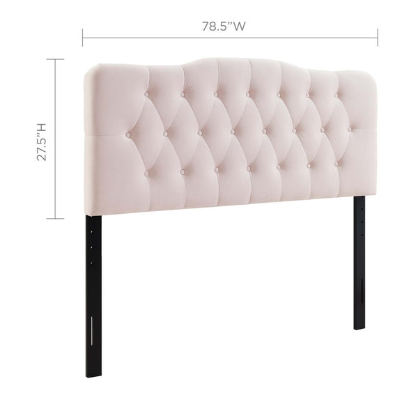 Modway Furniture Annabel Diamond Tufted Performance Velvet King Headboard - Vintage Glamour Meets Modern Durability Pink MOD-6127-PNK