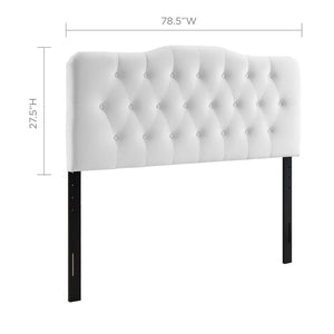 Modway Furniture Annabel Diamond Tufted Performance Velvet King Headboard - Vintage Glamour Meets Modern Durability White MOD-6127-WHI