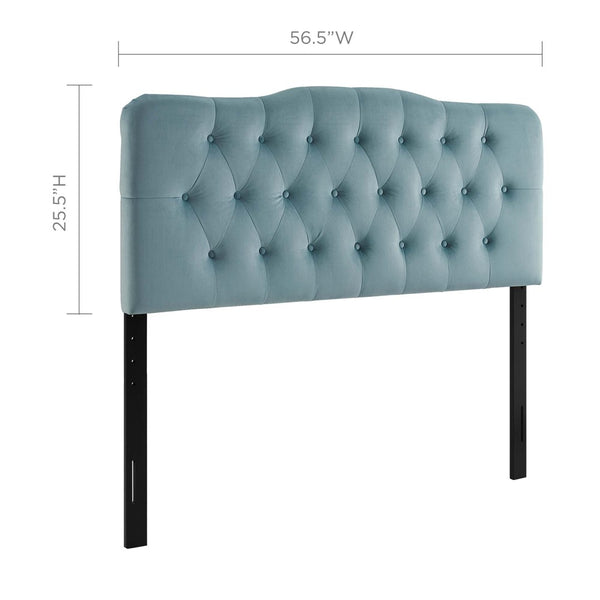 Modway Furniture Annabel Diamond Tufted Velvet Full Headboard – Vintage Glamour, Stain-Resistant, Adjustable Height Light Blue MOD-6128-LBU