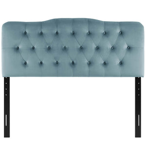 Modway Furniture Annabel Diamond Tufted Velvet Full Headboard – Vintage Glamour, Stain-Resistant, Adjustable Height Light Blue MOD-6128-LBU