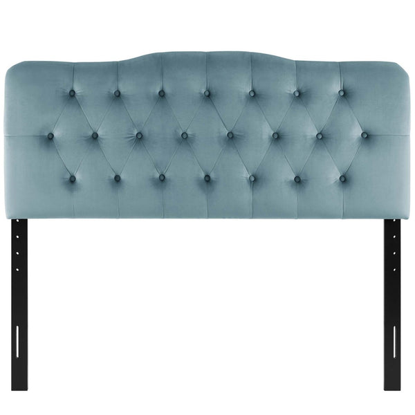 Modway Furniture Annabel Diamond Tufted Velvet Full Headboard – Vintage Glamour, Stain-Resistant, Adjustable Height Light Blue MOD-6128-LBU