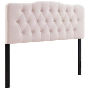 Modway Furniture Annabel Diamond Tufted Velvet Full Headboard – Vintage Glamour, Stain-Resistant, Adjustable Height Pink MOD-6128-PNK