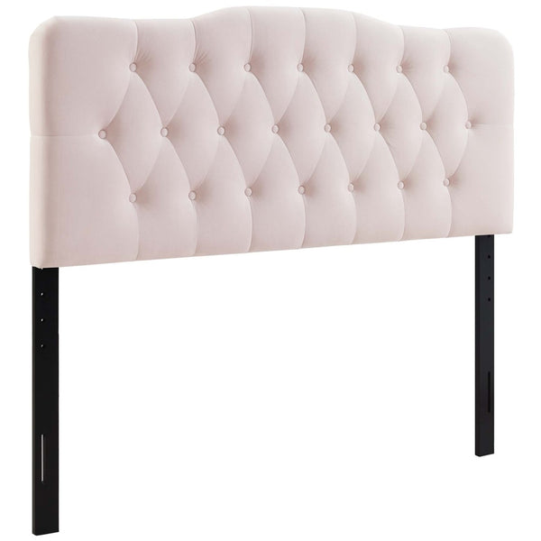 Modway Furniture Annabel Diamond Tufted Velvet Full Headboard – Vintage Glamour, Stain-Resistant, Adjustable Height Pink MOD-6128-PNK