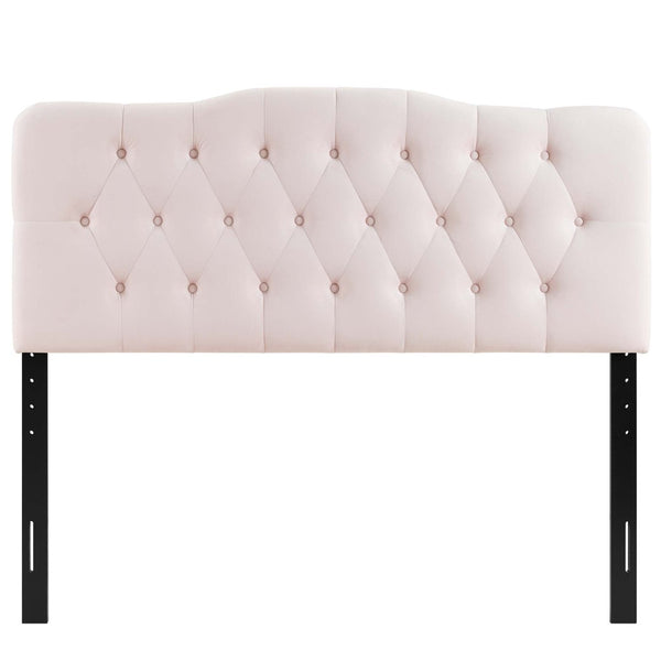 Modway Furniture Annabel Diamond Tufted Velvet Full Headboard – Vintage Glamour, Stain-Resistant, Adjustable Height Pink MOD-6128-PNK