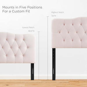 Modway Furniture Annabel Diamond Tufted Velvet Full Headboard – Vintage Glamour, Stain-Resistant, Adjustable Height Pink MOD-6128-PNK