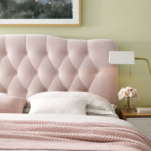 Modway Furniture Annabel Diamond Tufted Velvet Full Headboard – Vintage Glamour, Stain-Resistant, Adjustable Height Pink MOD-6128-PNK