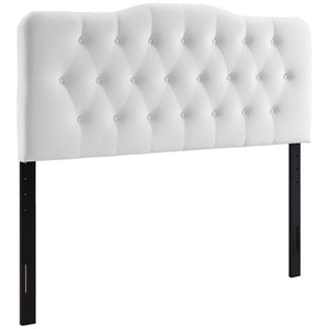 Modway Furniture Annabel Diamond Tufted Velvet Full Headboard – Vintage Glamour, Stain-Resistant, Adjustable Height White MOD-6128-WHI