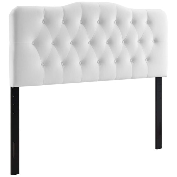 Modway Furniture Annabel Diamond Tufted Velvet Full Headboard – Vintage Glamour, Stain-Resistant, Adjustable Height White MOD-6128-WHI