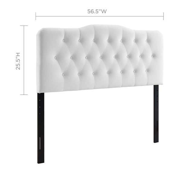 Modway Furniture Annabel Diamond Tufted Velvet Full Headboard – Vintage Glamour, Stain-Resistant, Adjustable Height White MOD-6128-WHI