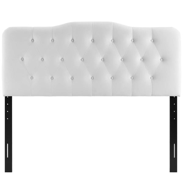 Modway Furniture Annabel Diamond Tufted Velvet Full Headboard – Vintage Glamour, Stain-Resistant, Adjustable Height White MOD-6128-WHI