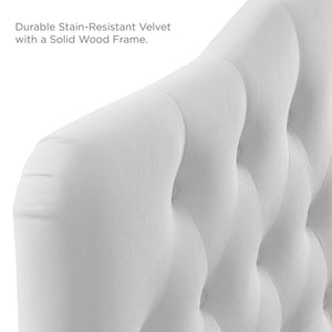 Modway Furniture Annabel Diamond Tufted Velvet Full Headboard – Vintage Glamour, Stain-Resistant, Adjustable Height White MOD-6128-WHI