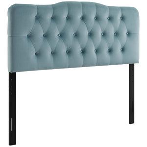 Modway Furniture Annabel Diamond Tufted Velvet Queen Headboard - Vintage Glamour, Adjustable Height, Luxurious Comfort Light Blue MOD-6129-LBU