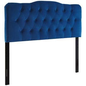 Modway Furniture Annabel Diamond Tufted Velvet Queen Headboard - Vintage Glamour, Adjustable Height, Luxurious Comfort Navy MOD-6129-NAV
