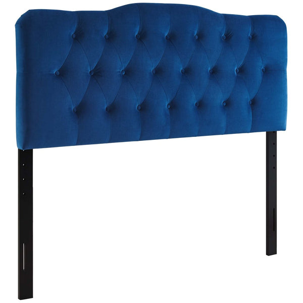 Modway Furniture Annabel Diamond Tufted Velvet Queen Headboard - Vintage Glamour, Adjustable Height, Luxurious Comfort Navy MOD-6129-NAV