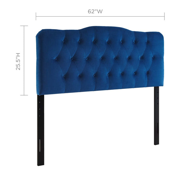 Modway Furniture Annabel Diamond Tufted Velvet Queen Headboard - Vintage Glamour, Adjustable Height, Luxurious Comfort Navy MOD-6129-NAV