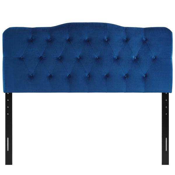 Modway Furniture Annabel Diamond Tufted Velvet Queen Headboard - Vintage Glamour, Adjustable Height, Luxurious Comfort Navy MOD-6129-NAV