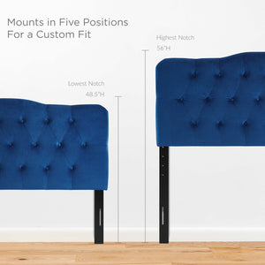 Modway Furniture Annabel Diamond Tufted Velvet Queen Headboard - Vintage Glamour, Adjustable Height, Luxurious Comfort Navy MOD-6129-NAV