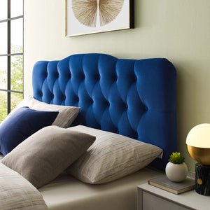 Modway Furniture Annabel Diamond Tufted Velvet Queen Headboard - Vintage Glamour, Adjustable Height, Luxurious Comfort Navy MOD-6129-NAV