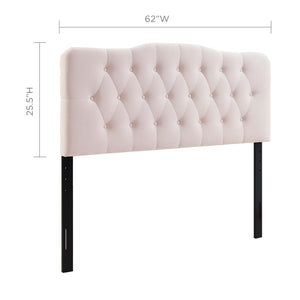 Modway Furniture Annabel Diamond Tufted Velvet Queen Headboard - Vintage Glamour, Adjustable Height, Luxurious Comfort Pink MOD-6129-PNK
