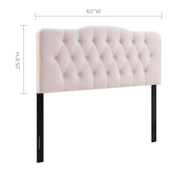 Modway Furniture Annabel Diamond Tufted Velvet Queen Headboard - Vintage Glamour, Adjustable Height, Luxurious Comfort Pink MOD-6129-PNK