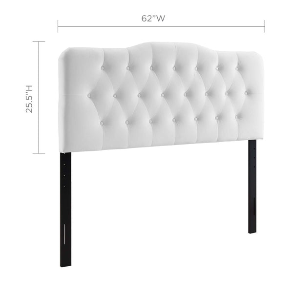 Modway Furniture Annabel Diamond Tufted Velvet Queen Headboard - Vintage Glamour, Adjustable Height, Luxurious Comfort White MOD-6129-WHI