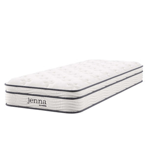 Modway Furniture Jenna 8" Hybrid Innerspring and Foam Narrow Twin Mattress - Comfortable Support for Restful Sleep MOD-6132-WHI