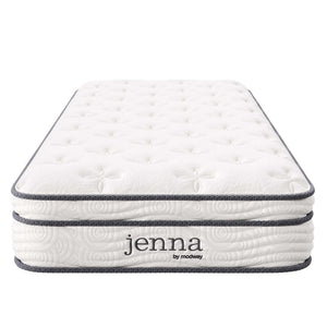 Modway Furniture Jenna 8" Hybrid Innerspring and Foam Narrow Twin Mattress - Comfortable Support for Restful Sleep MOD-6132-WHI
