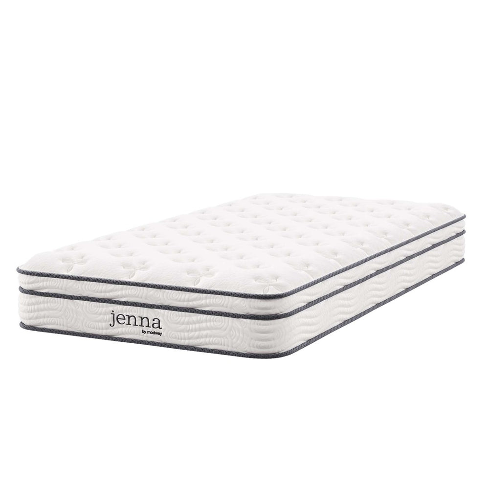 Modway Furniture Jenna 8" Hybrid Twin Mattress with Innerspring & Foam, Pillow-Top Comfort for Restful Sleep MOD-6133-WHI