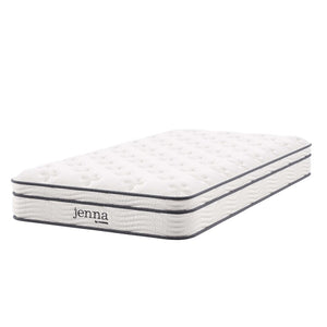 Modway Furniture Jenna 8" Hybrid Twin Mattress with Innerspring & Foam, Pillow-Top Comfort for Restful Sleep MOD-6133-WHI